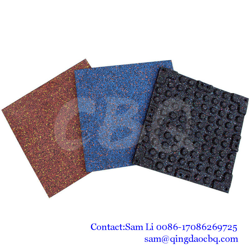 CBQ-M03, square shape gym rubber flooring mats with colorful EPDM flecks